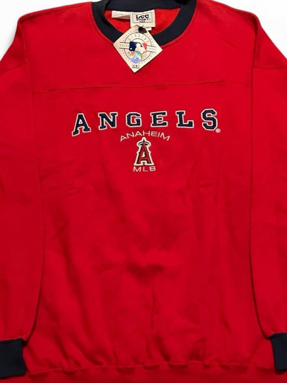 NWT Mint Vintage Lee Sport Anaheim Angels Crewneck Sweatshirt Red Logo Size XXL